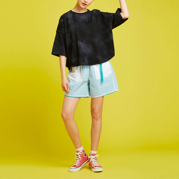 (WMNS) Converse Loose Mesh Breathable Short Sleeve Black 10021458-A02 - 3