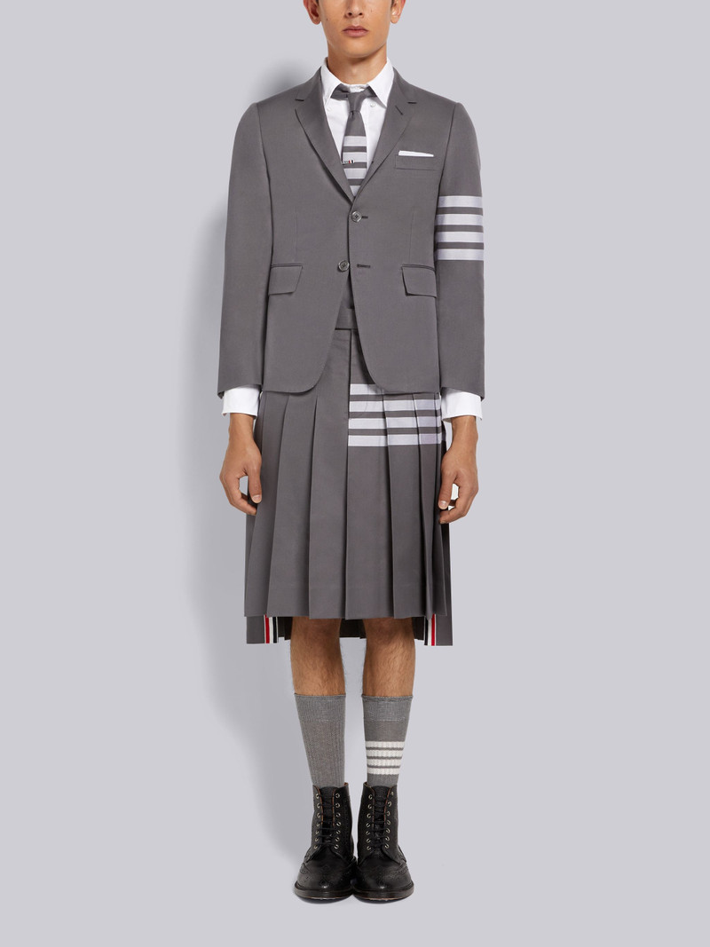 Medium Grey Hairline Madras Check Backstrap Pleated Knee Length Skirt 4