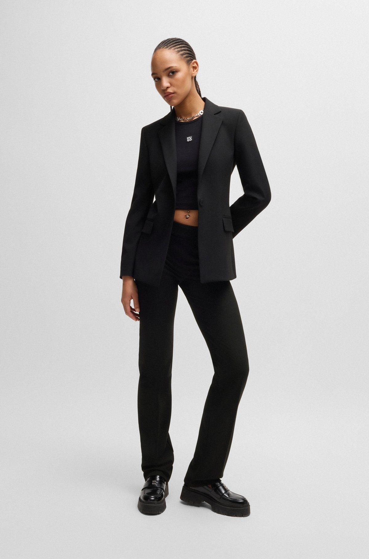 SLIM-FIT TROUSERS IN STRETCH FABRIC - 3