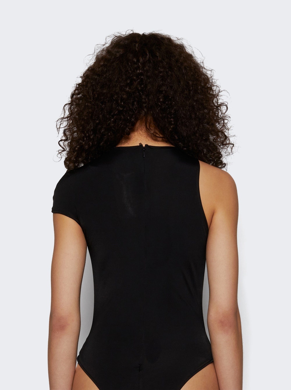 Crystal Buckle Asymmetric Bodysuit Black - 4