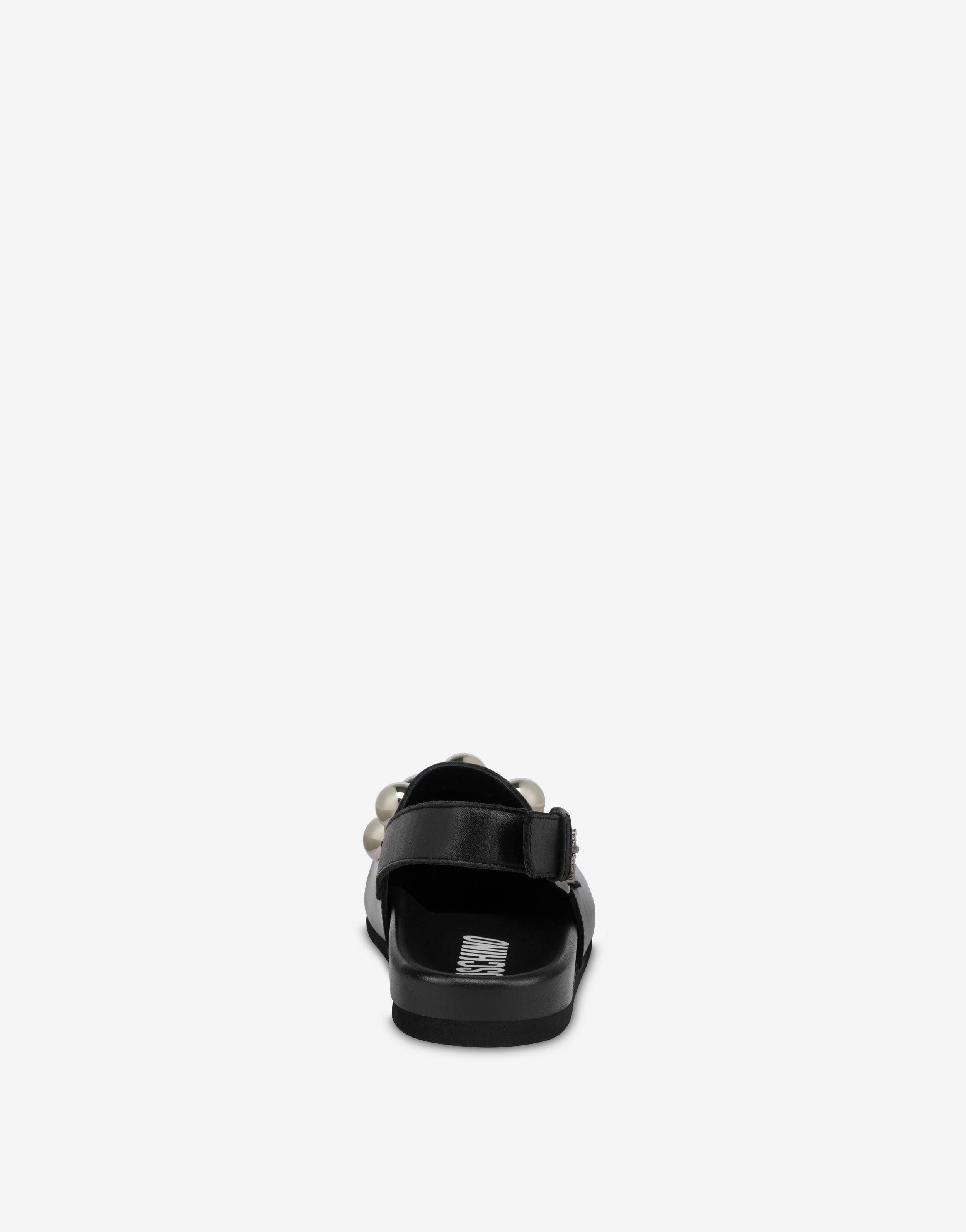 RUBBERISED CALFSKIN MULES WITH STUDS - 3