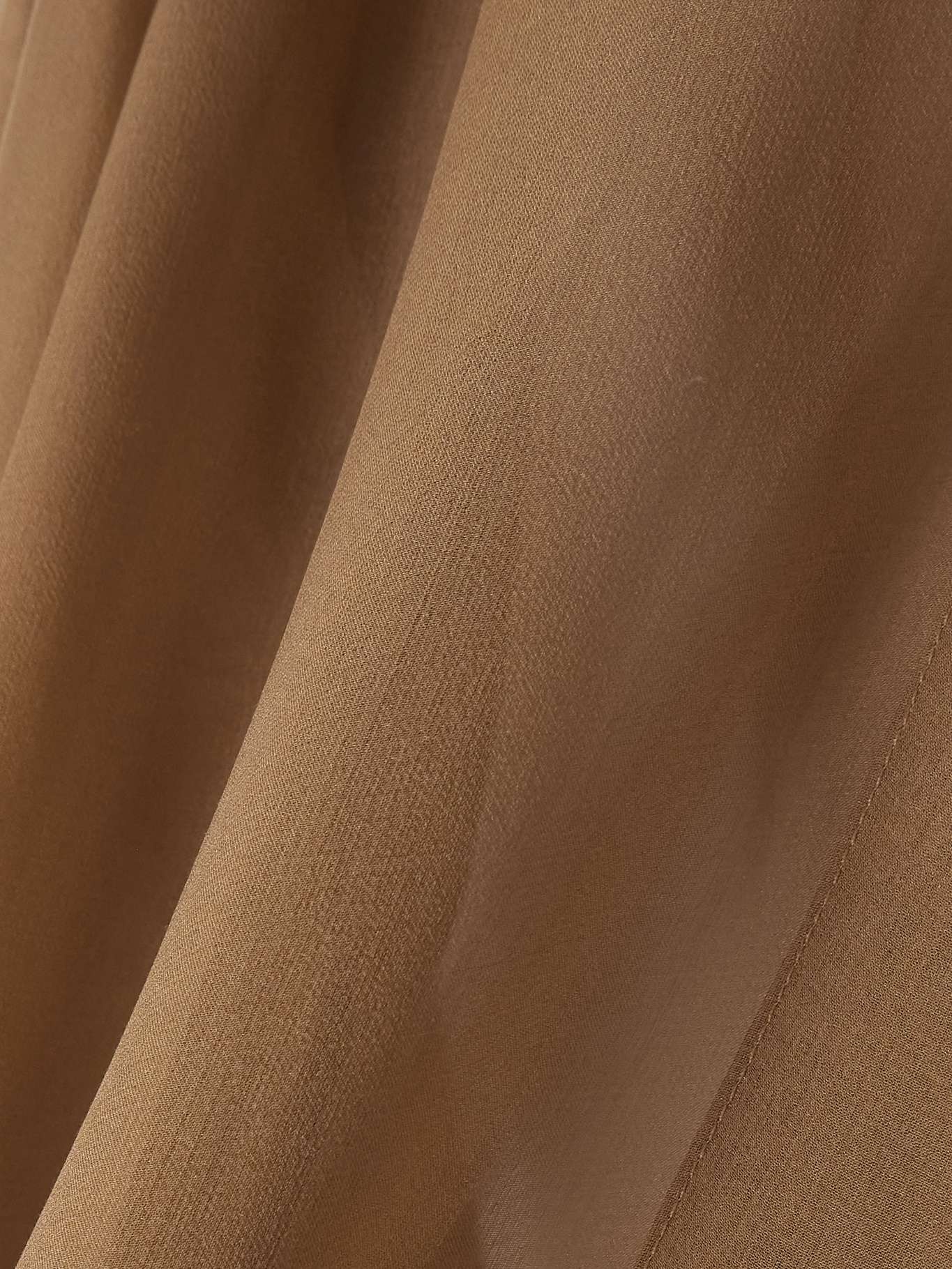 Pussy-bow silk-chiffon blouse Camel - 5