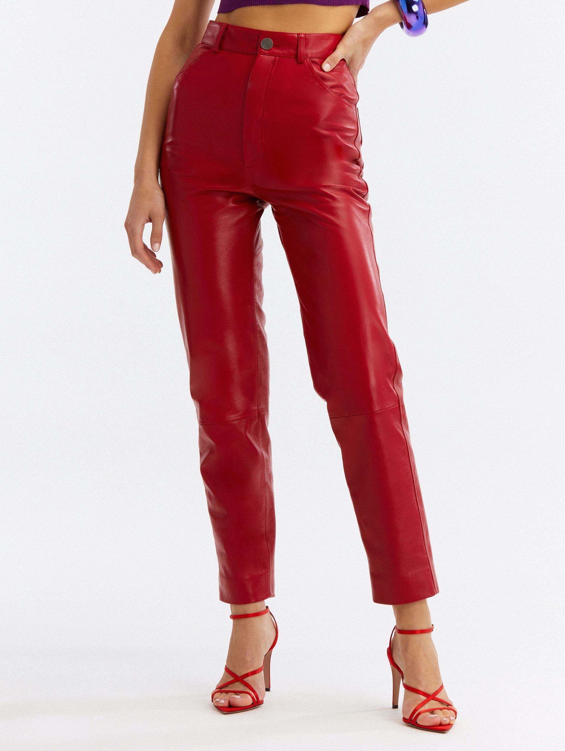 HIGH WAISTED LEATHER PANTS - 3