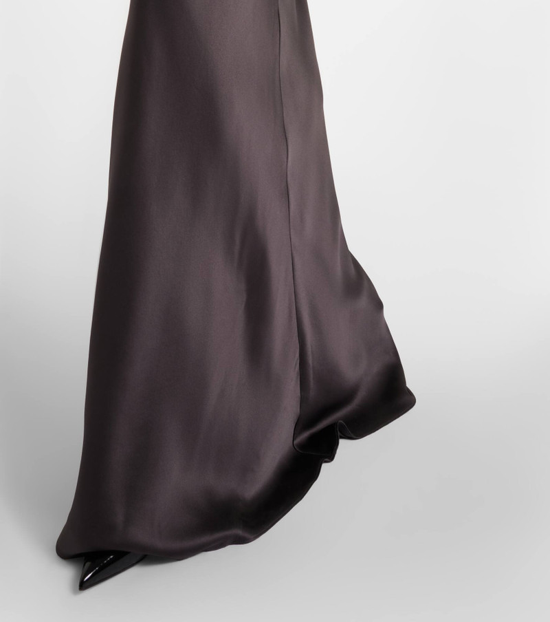 Draped one-shoulder silk satin gown 5