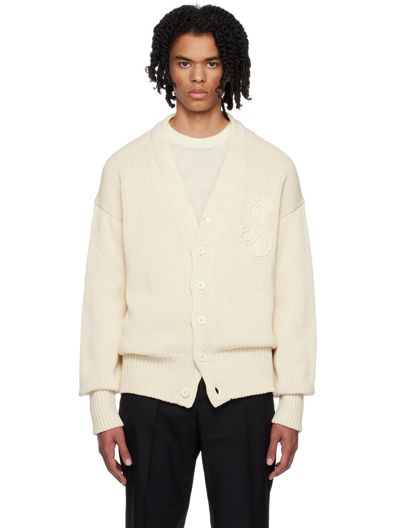 Beige Embroidered Cardigan - 1