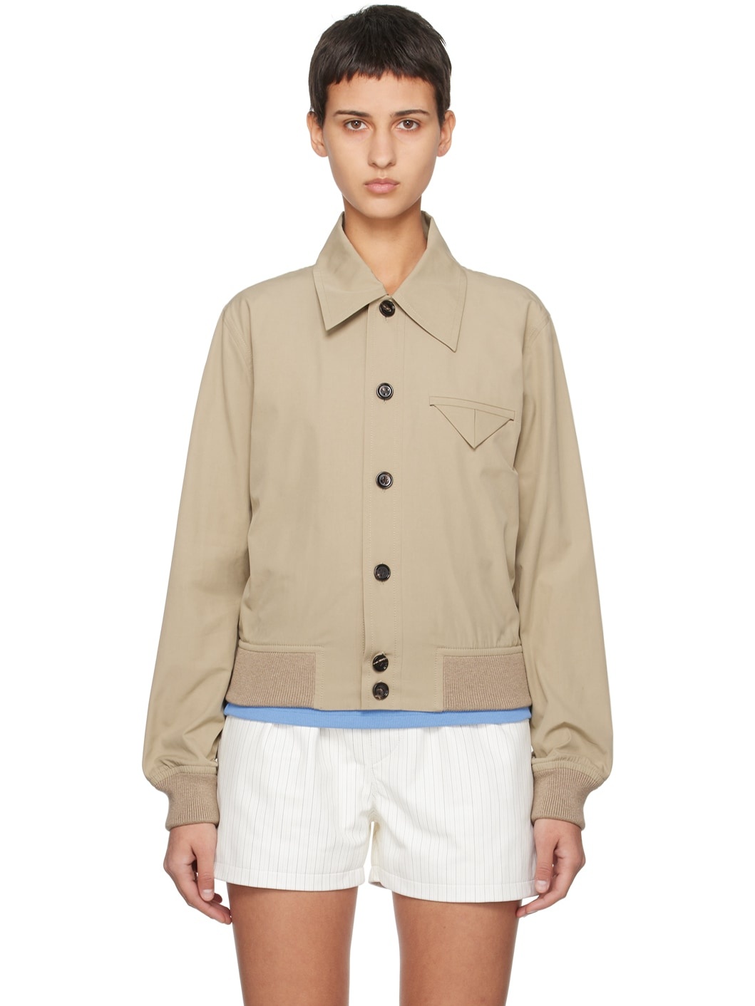 Beige Button Jacket - 1
