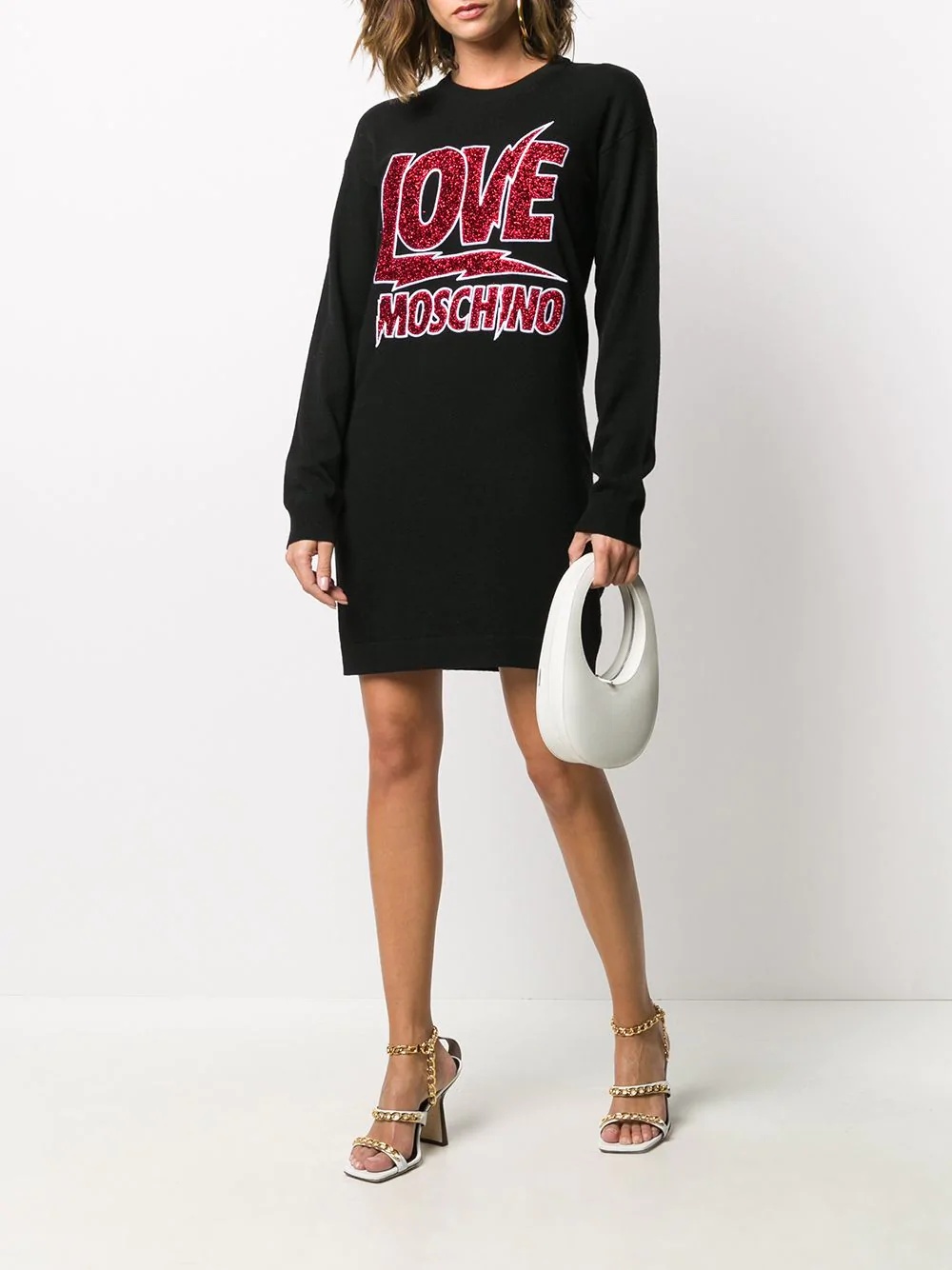 metallic-logo sweatshirt dress - 2