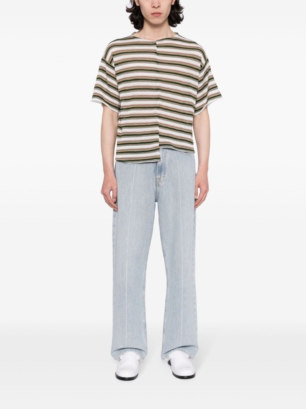 patchwork striped T-shirt - 3