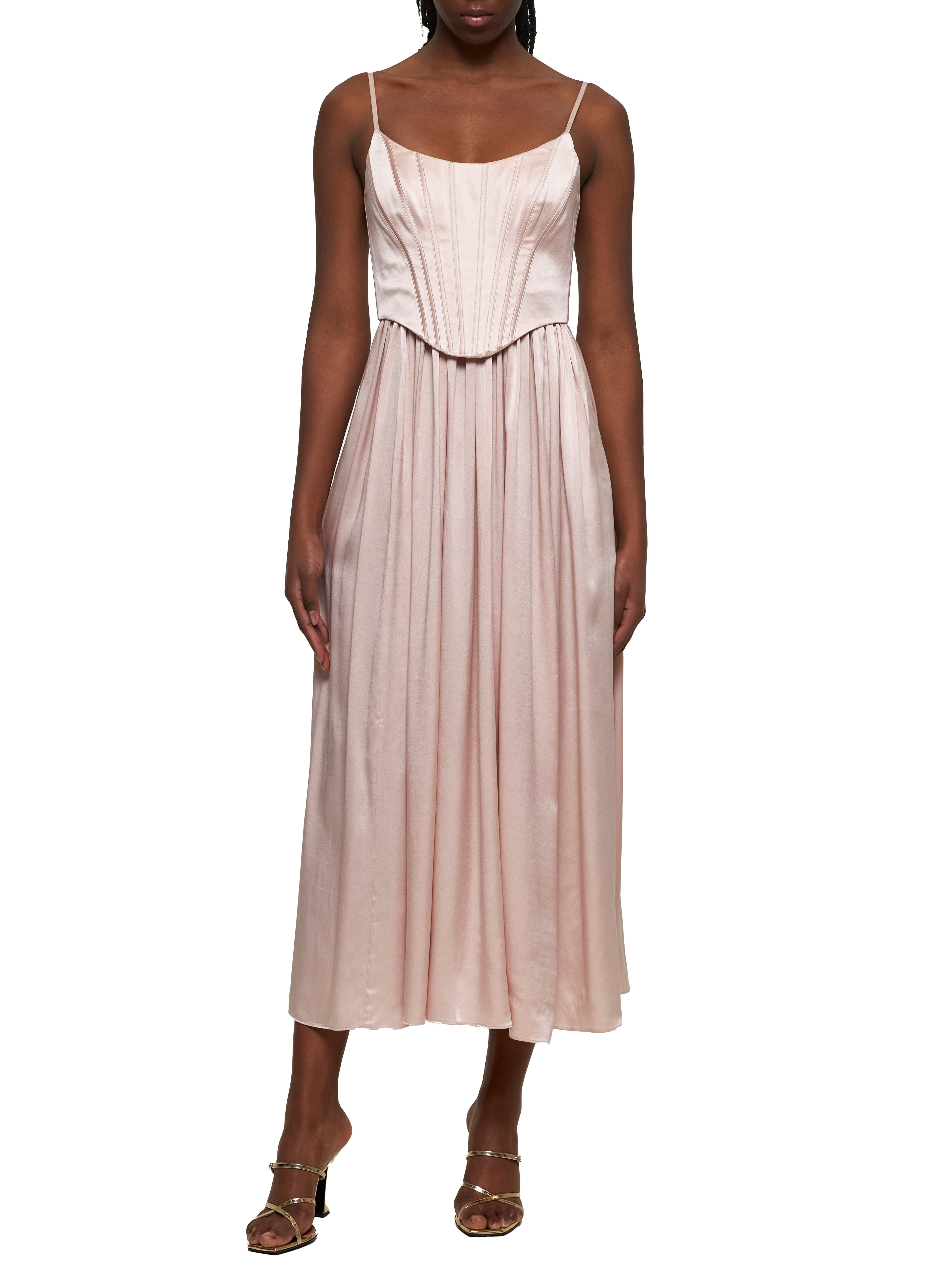 Pink silk corset midi dress - 2