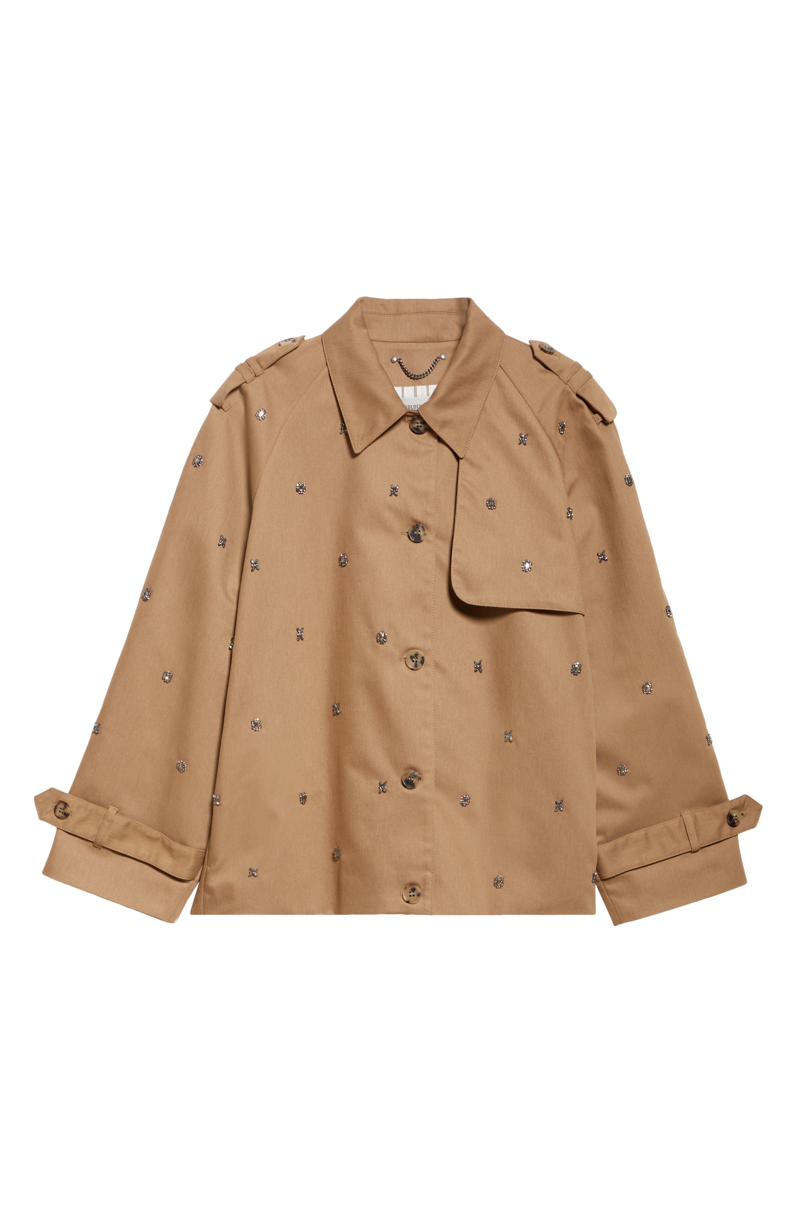 Golden Goose Crystal Embellished Oversize Trench Jacket in Khaki Beige at Nordstrom - 7