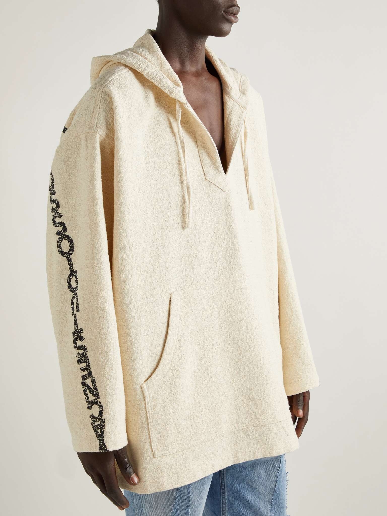 Oversized Logo-Print Textured Cotton-Blend Hoodie - 4