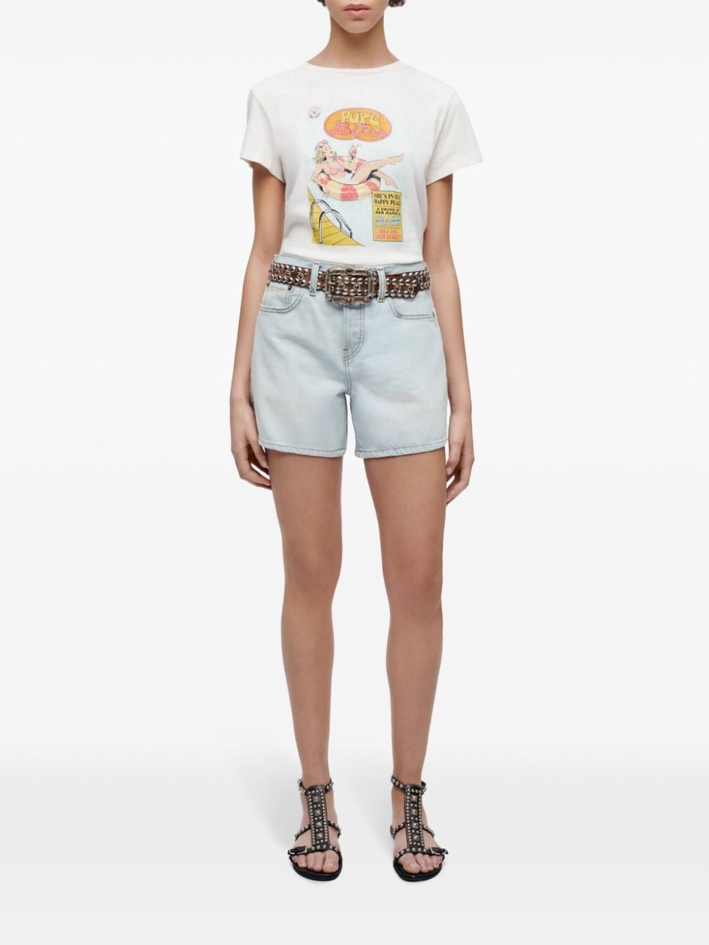 mid-rise denim shorts - 2