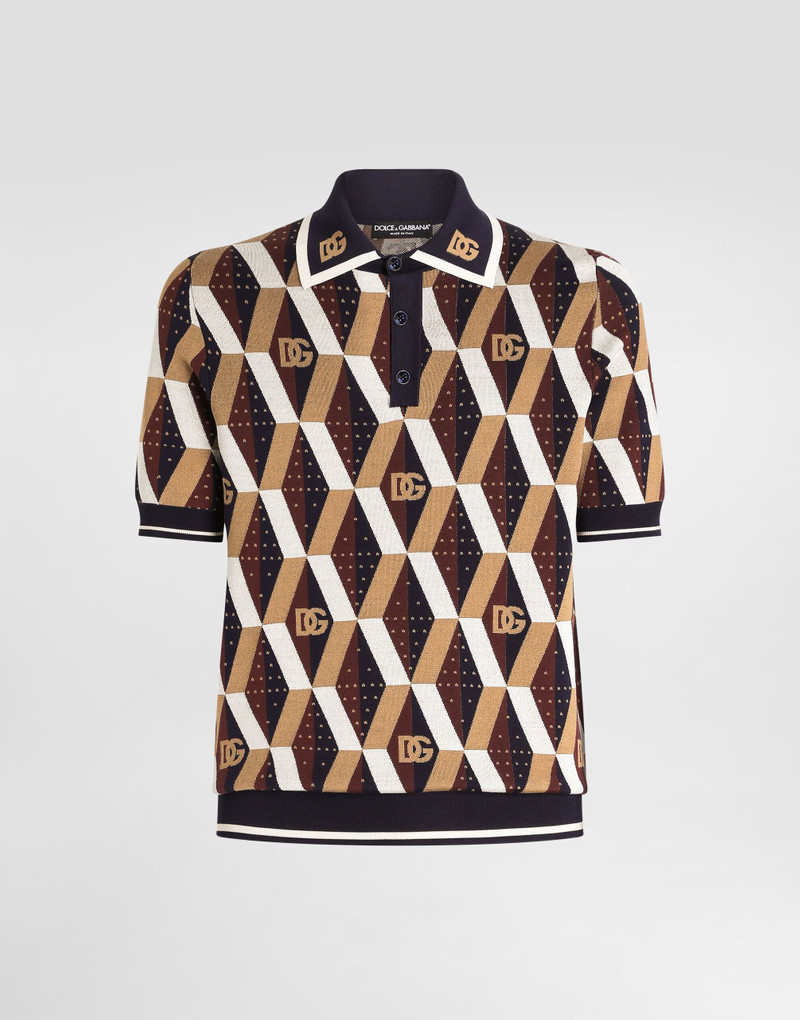 Silk jacquard polo shirt 1
