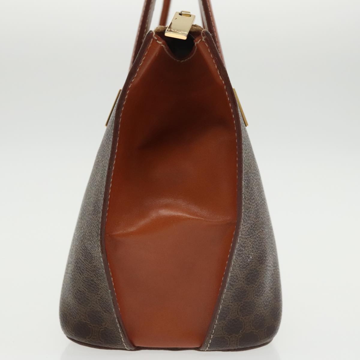 CELINE Macadam Canvas Hand Bag Pvc Leather Brown Gold - 5