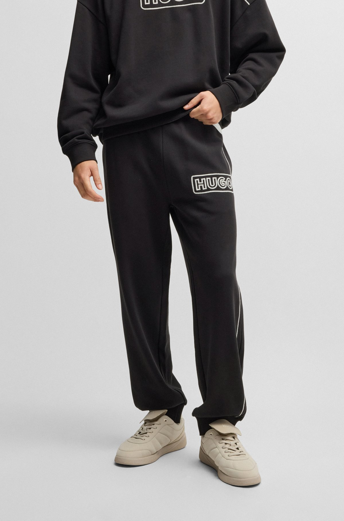 COTTON-TERRY TRACKSUIT BOTTOMS WITH CHAIN-STITCH LOGO - 2