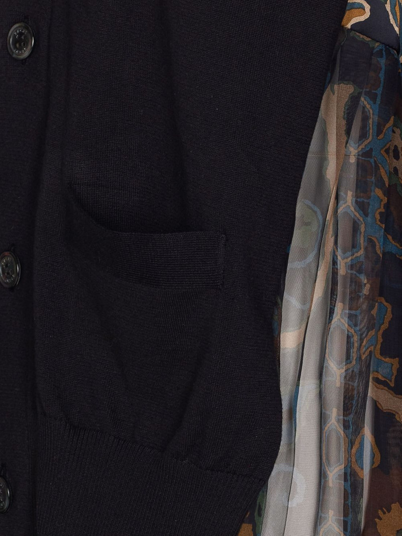 sacai floral-print pleated cardigan outlook