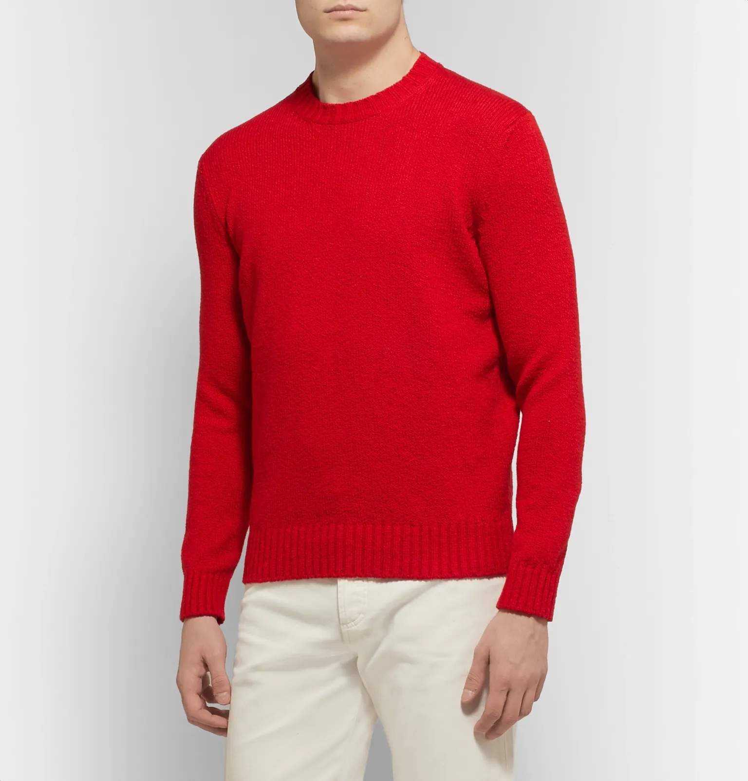 Slim-Fit Textured Cotton Sweater - 4