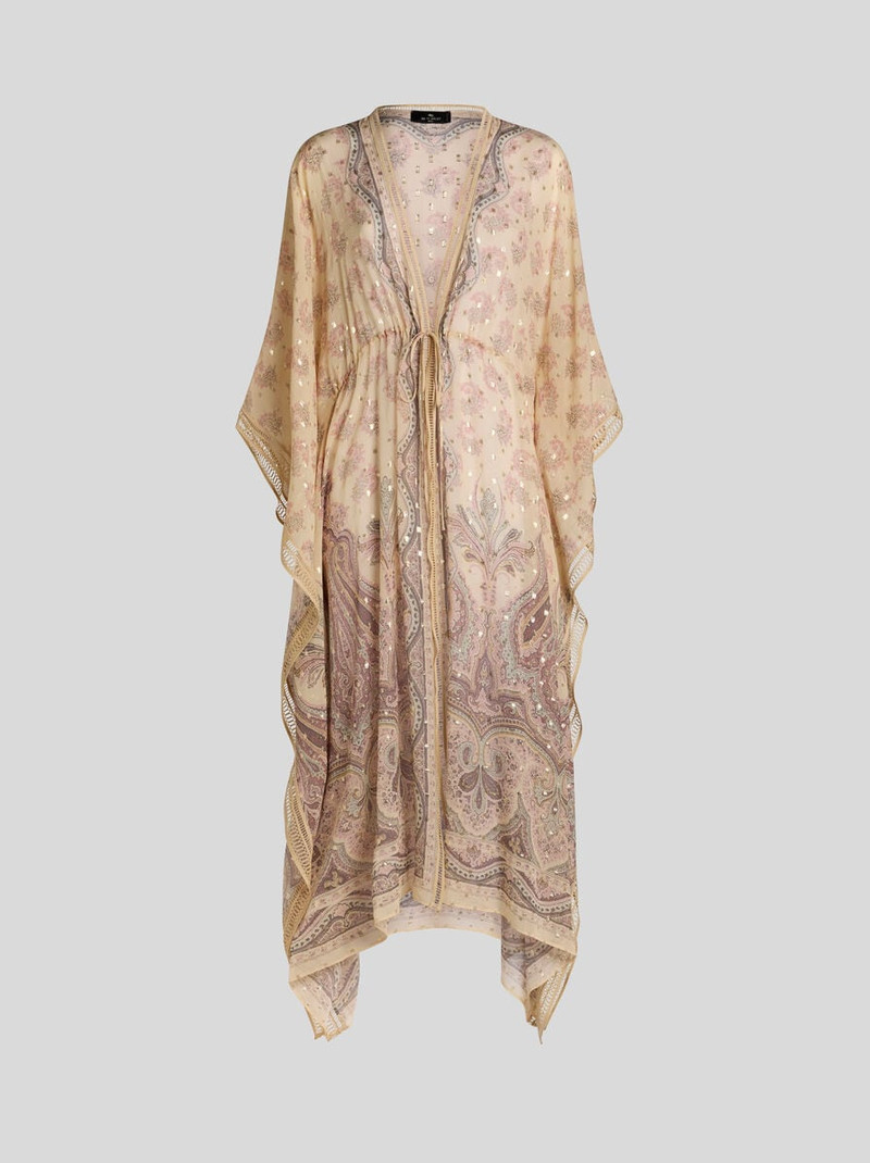 SILK KAFTAN WITH PLACED PRINT 1