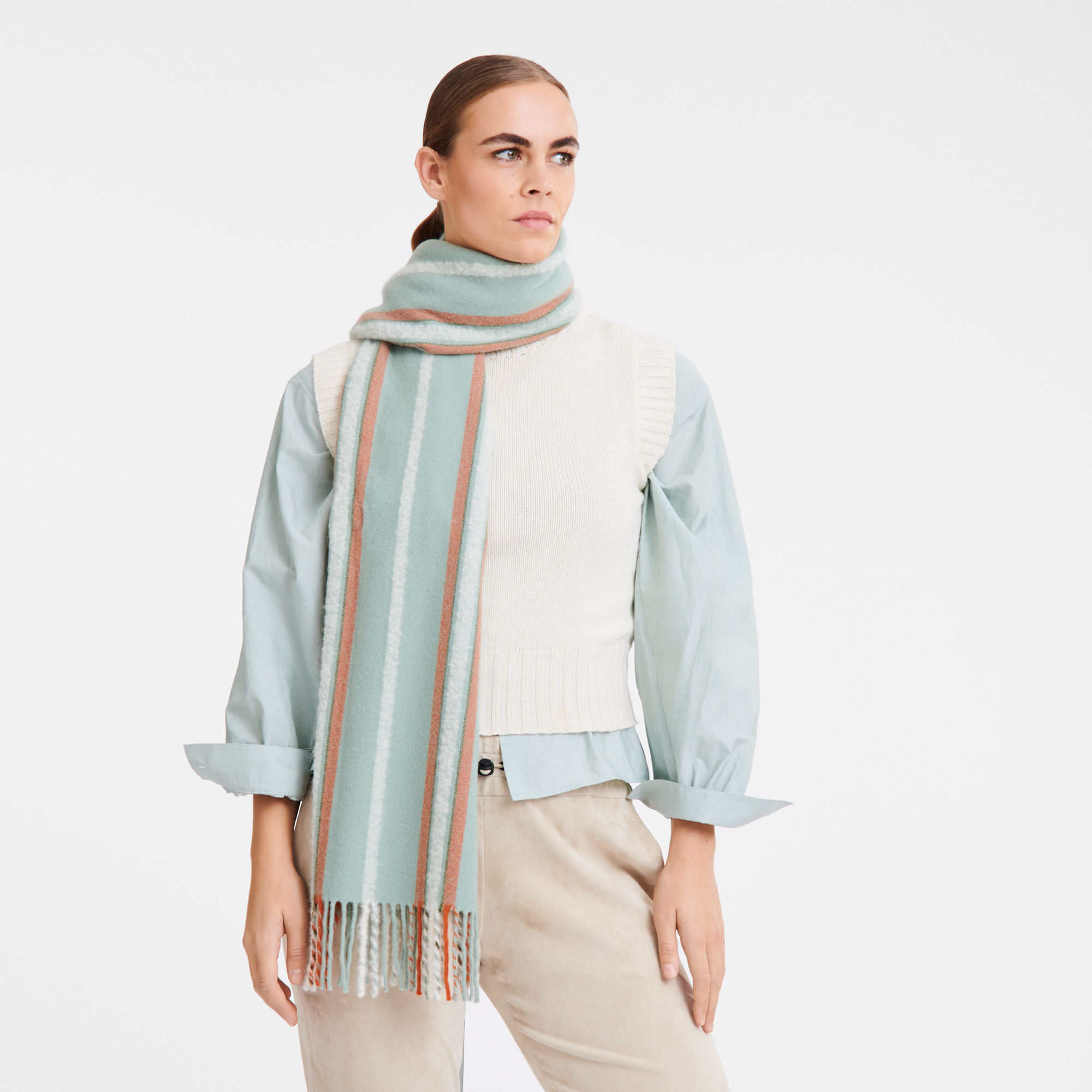Flocons Longchamp Stole Celadon - OTHER - 2