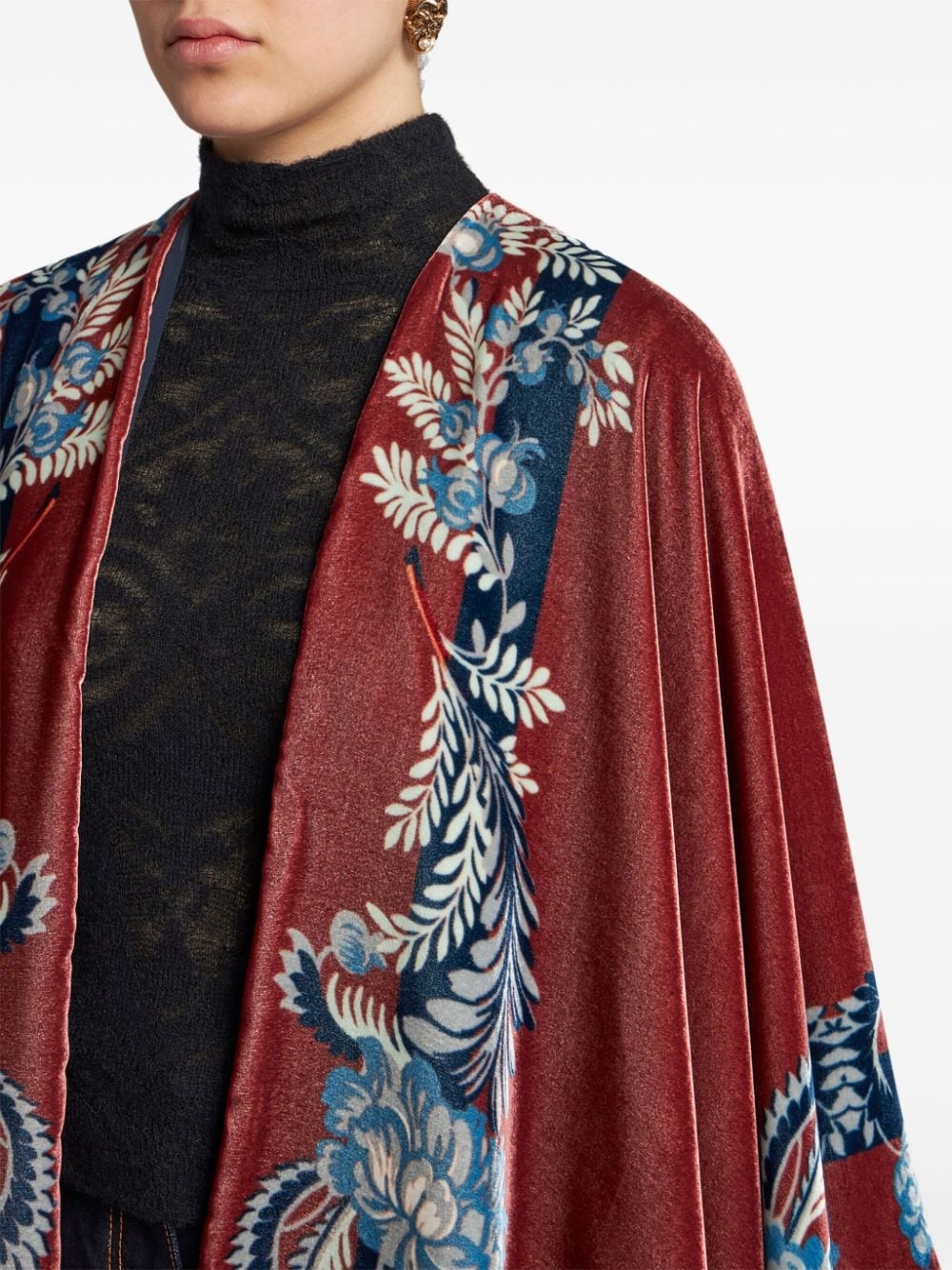 Etro paisley-print velvet cape | REVERSIBLE