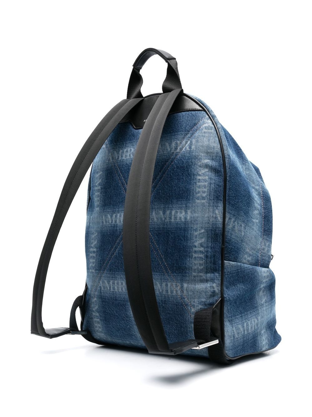 logo-print check backpack - 3