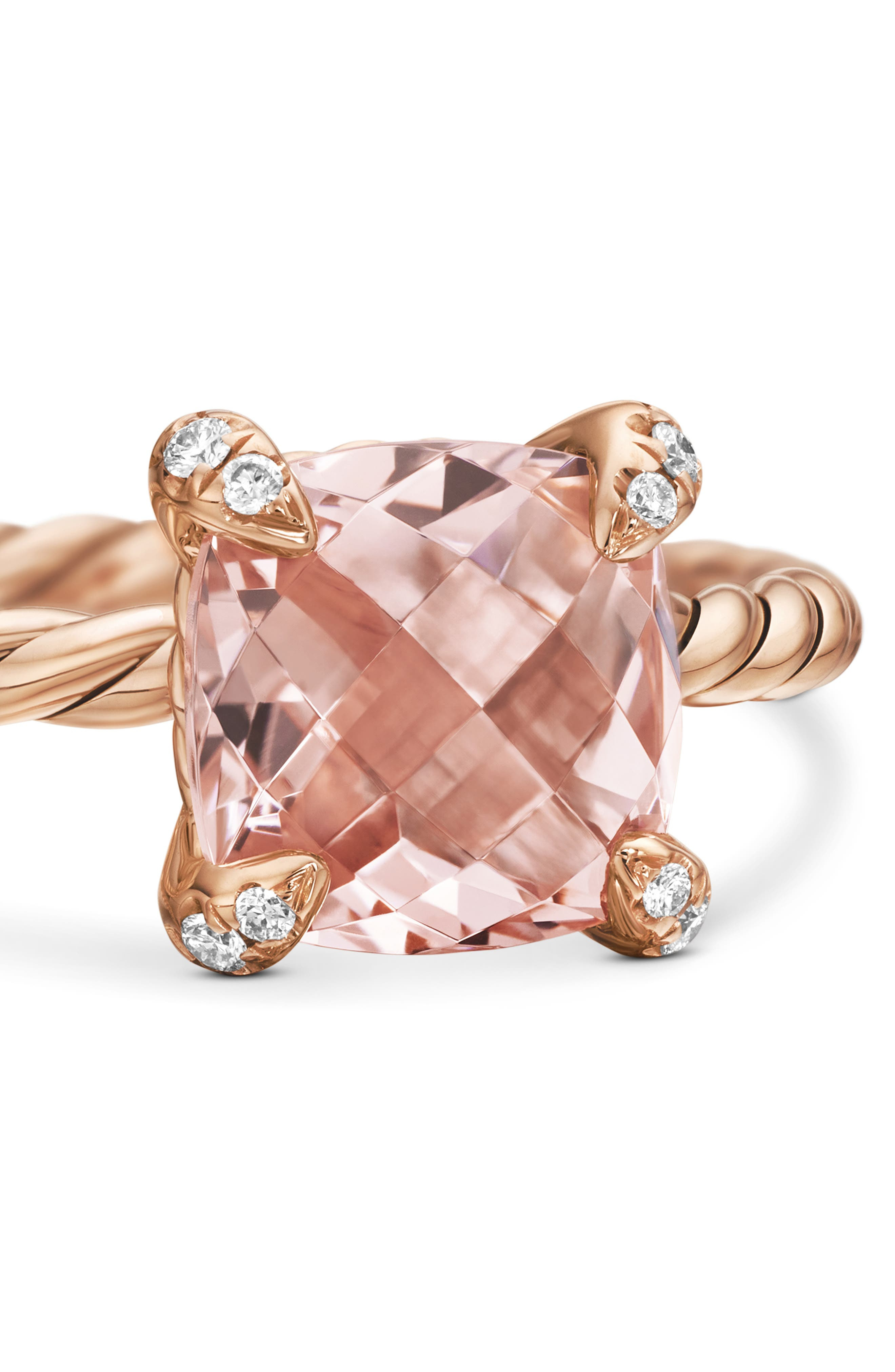 David Yurman Chatelaine Ring with Morganite and Diamonds in 18K Rose Gold in Rose Gold/Diamond/Morga - 4
