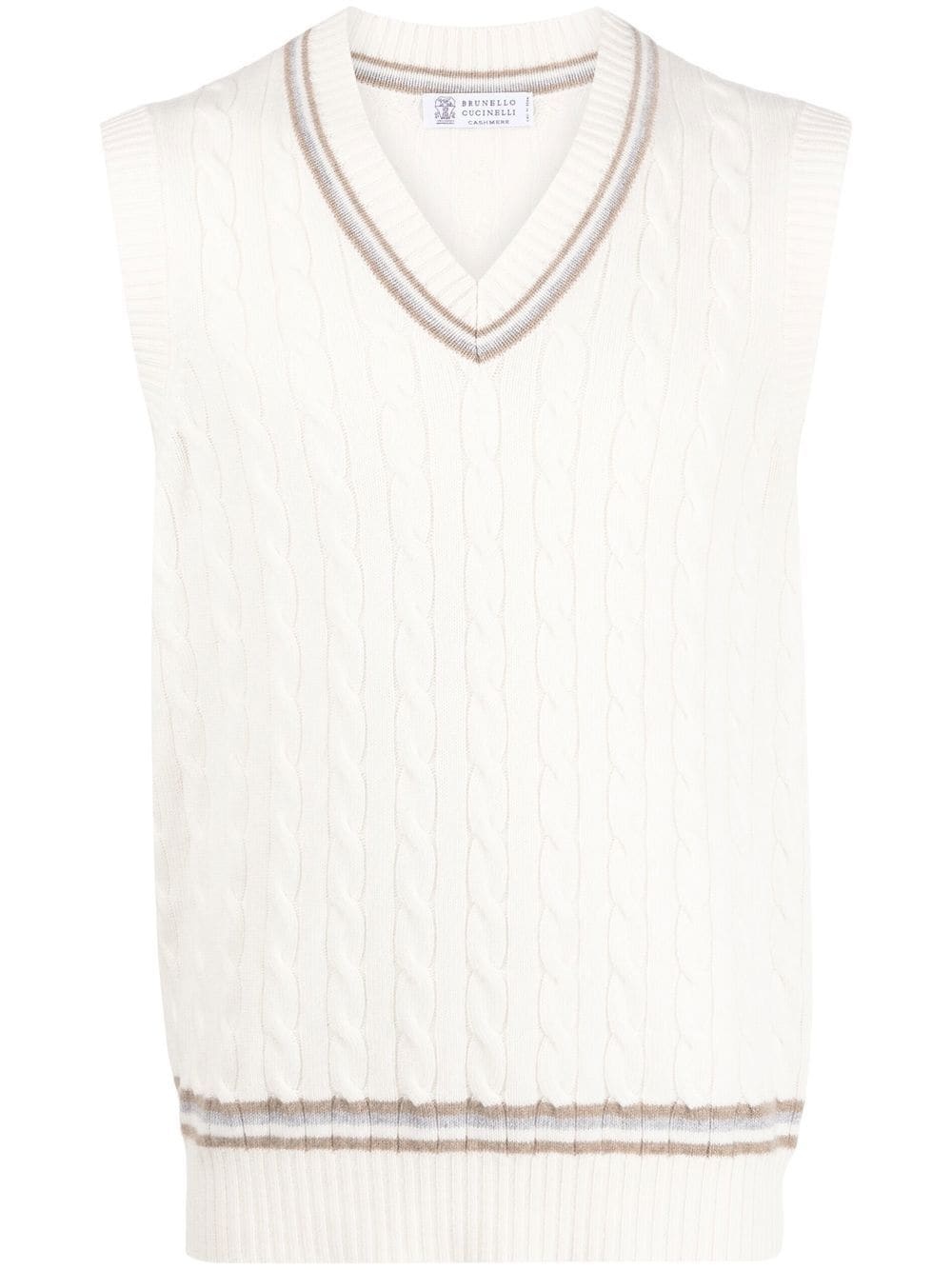 cable-knit ribbed-trim vest - 1