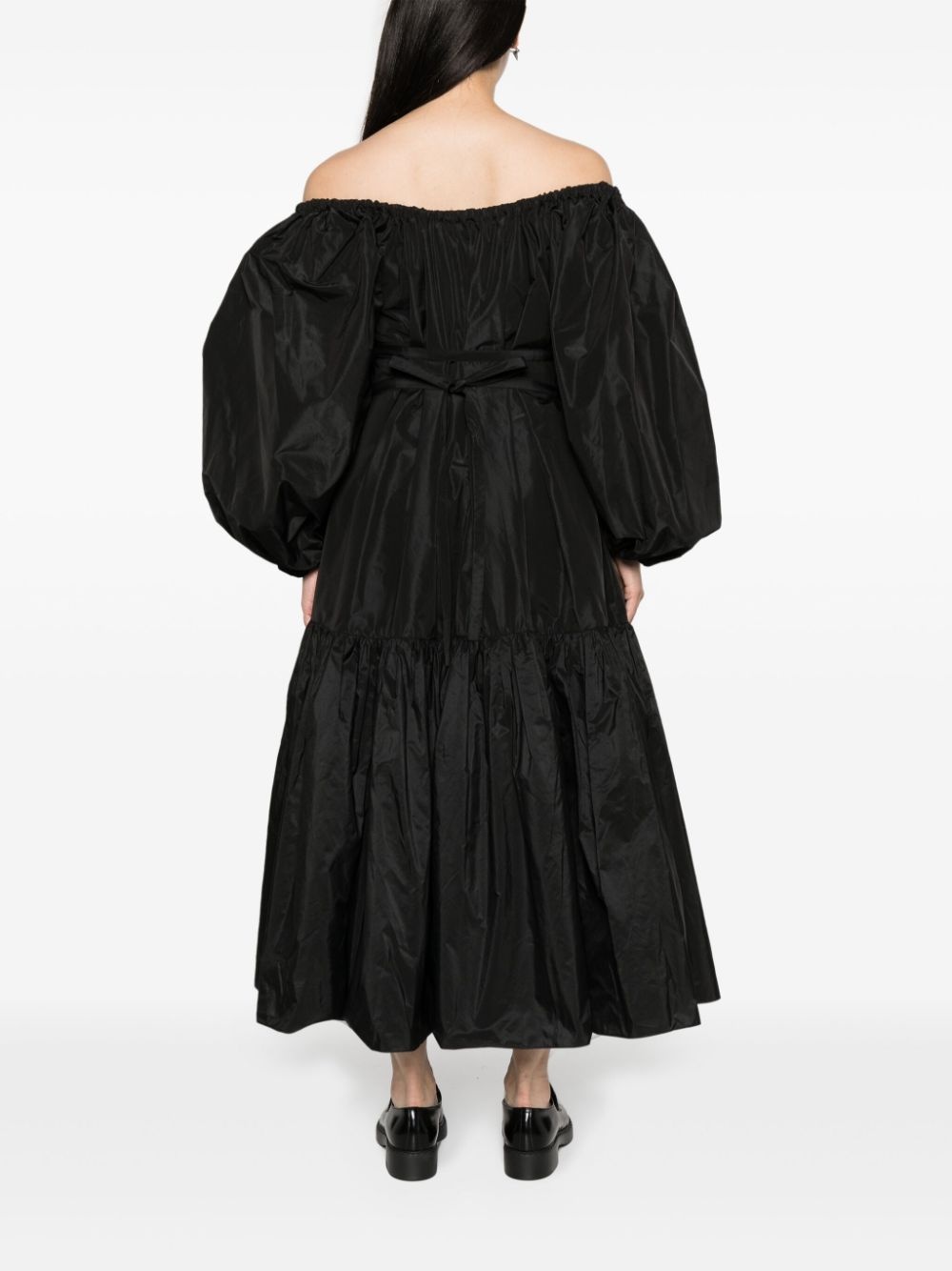 off-shoulder ruched midi dress - 4
