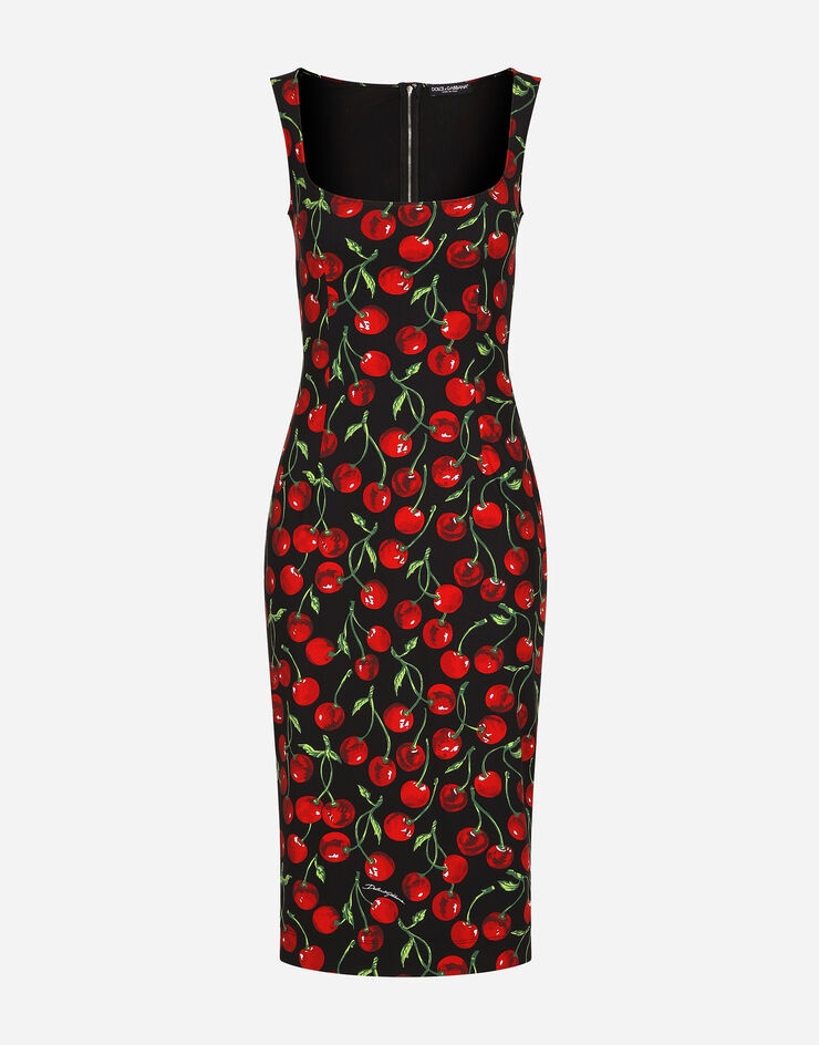 Cherry-print jersey midi dress - 1