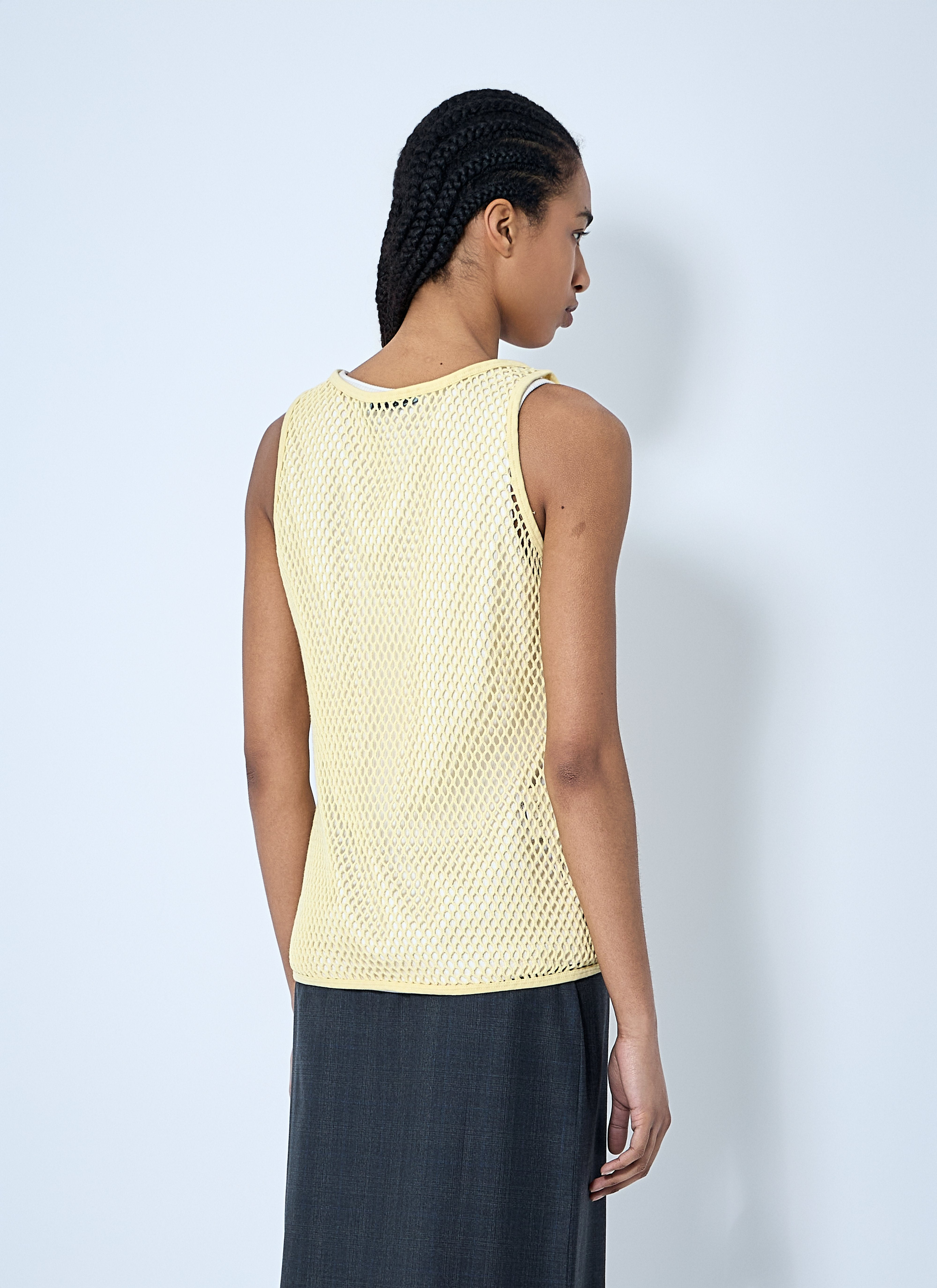 Prada Women Logo Plaque Open- Knit Tank Top - 4