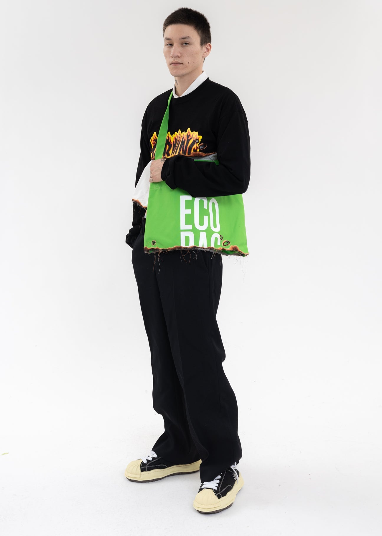 doublet Green BURNING EMBROIDERY ECO BAG | REVERSIBLE