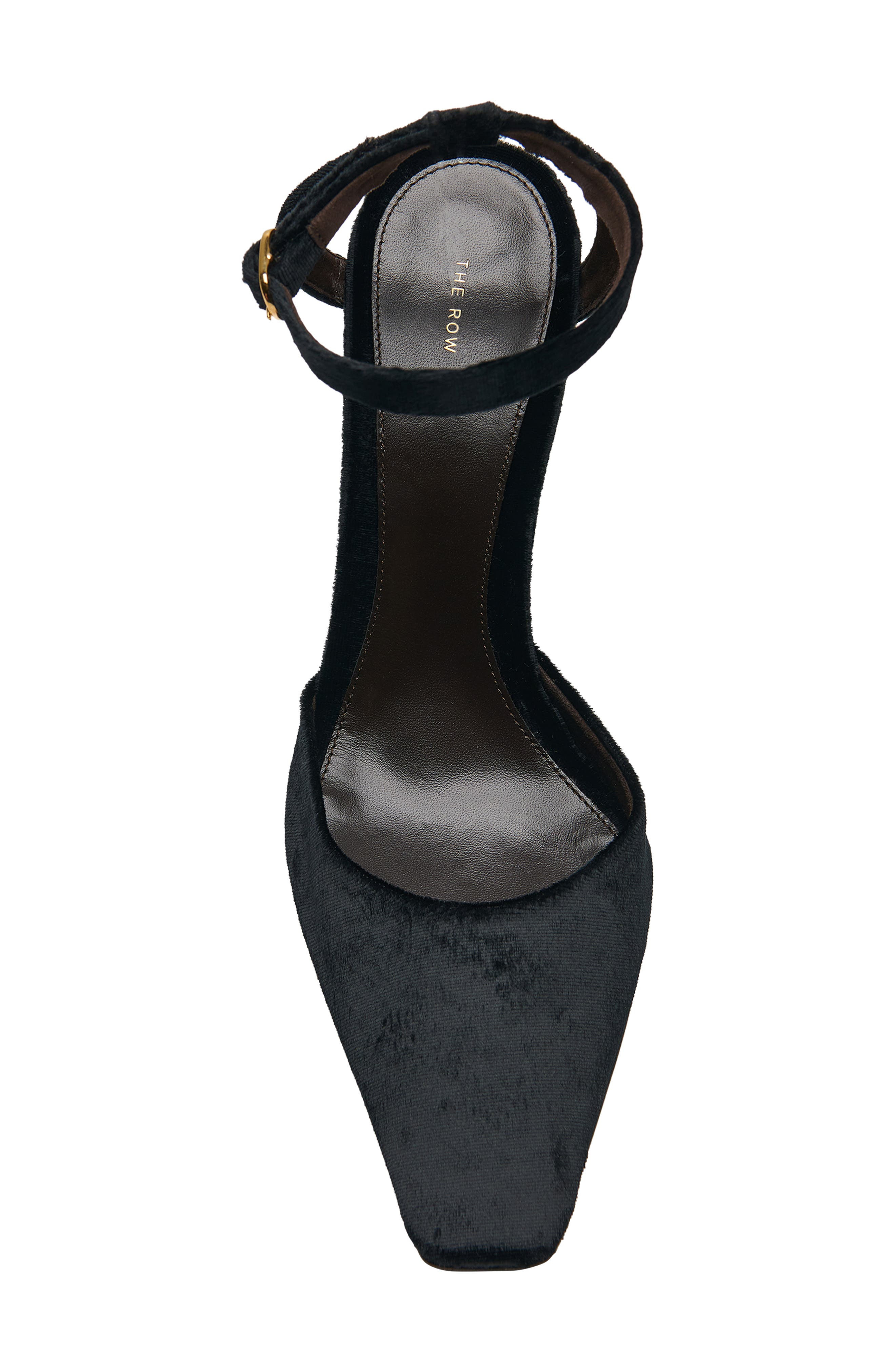 The Row Carla Square Toe Velvet Ankle Strap Sandal in Black at Nordstrom - 3