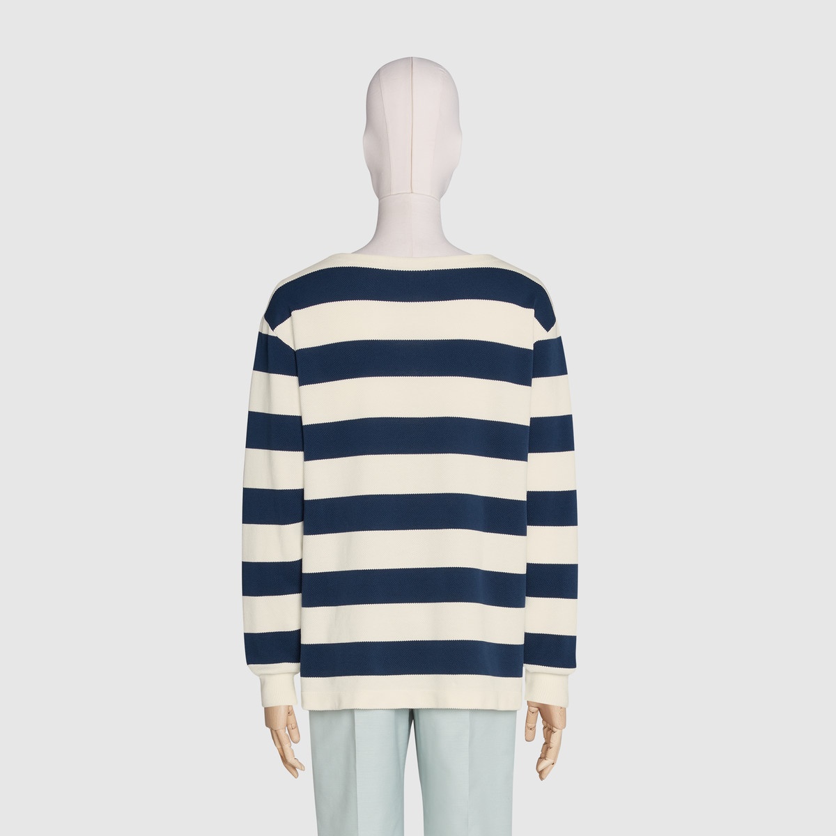 Striped knit cotton sweater with GG - 4