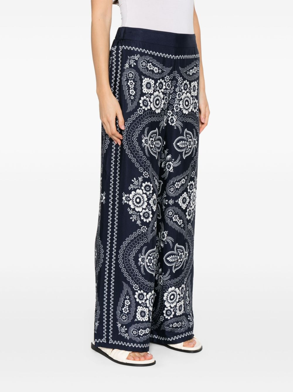 bandana-print wide-leg trousers - 4