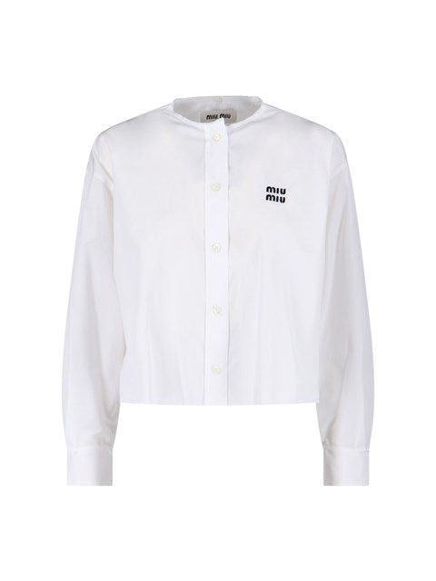 Miu Miu Women Logo Crop Shirt - 3