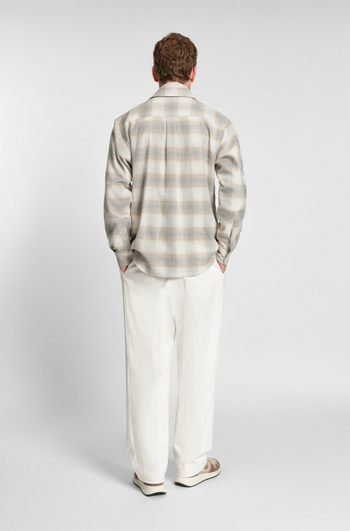 SLIM-FIT SHIRT IN CHECKED COTTON FLANNEL - 5