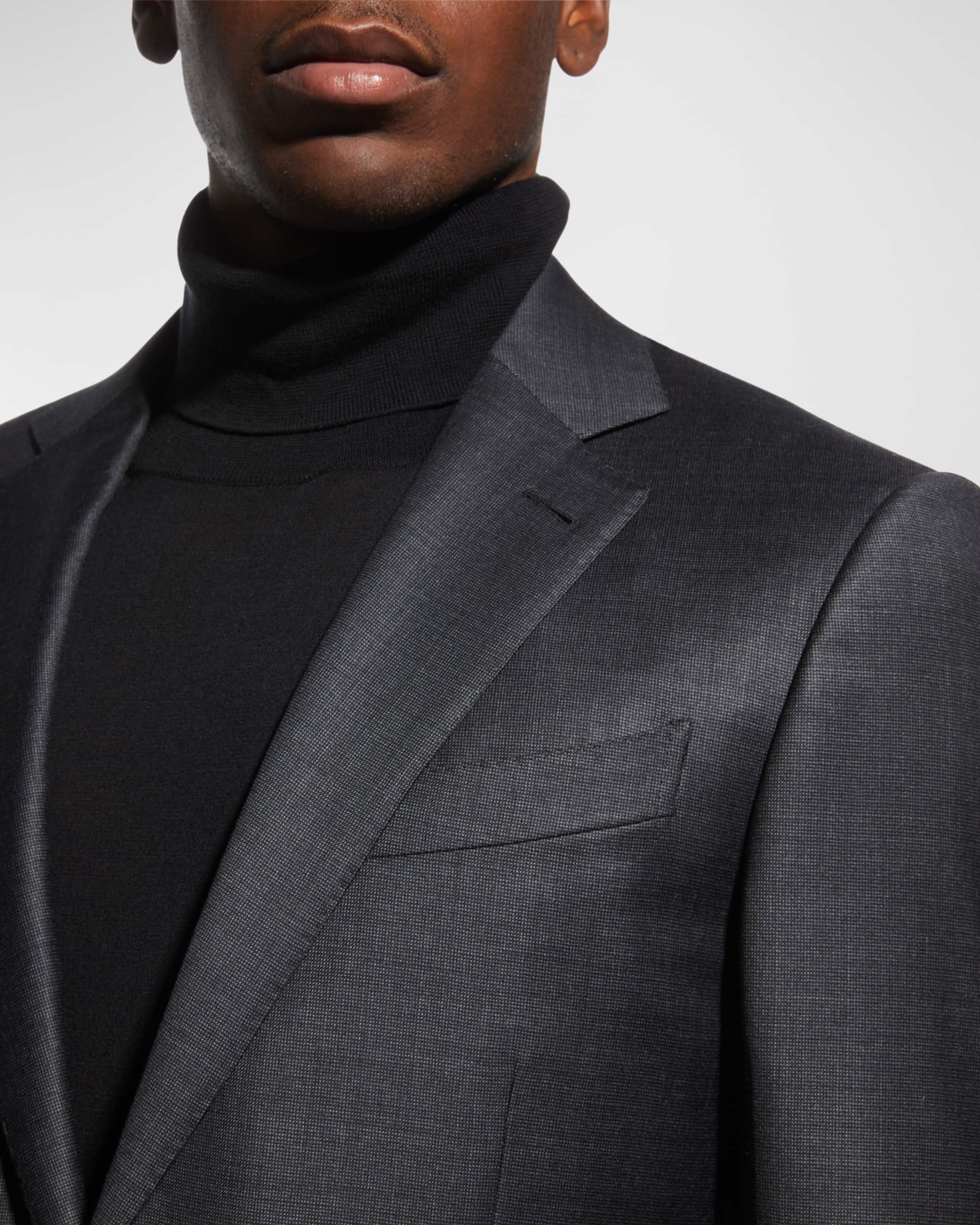 Men's Wool Tic-Weave Suit - 1