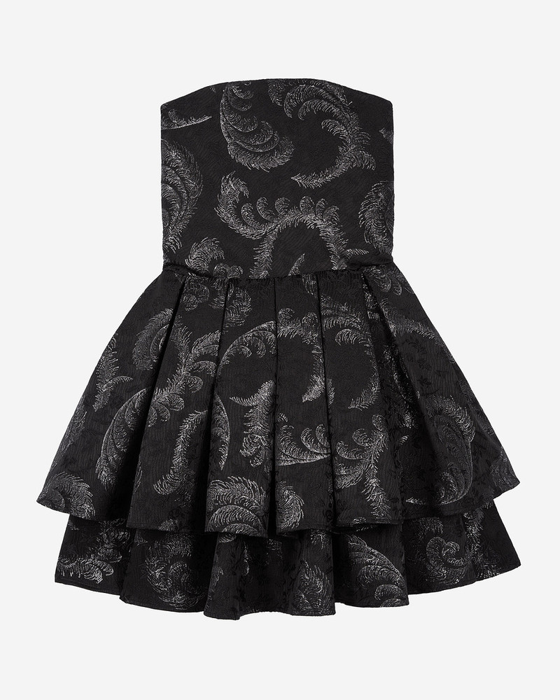 BLACK JACQUARD STRAPLESS SHORT DRESS 1