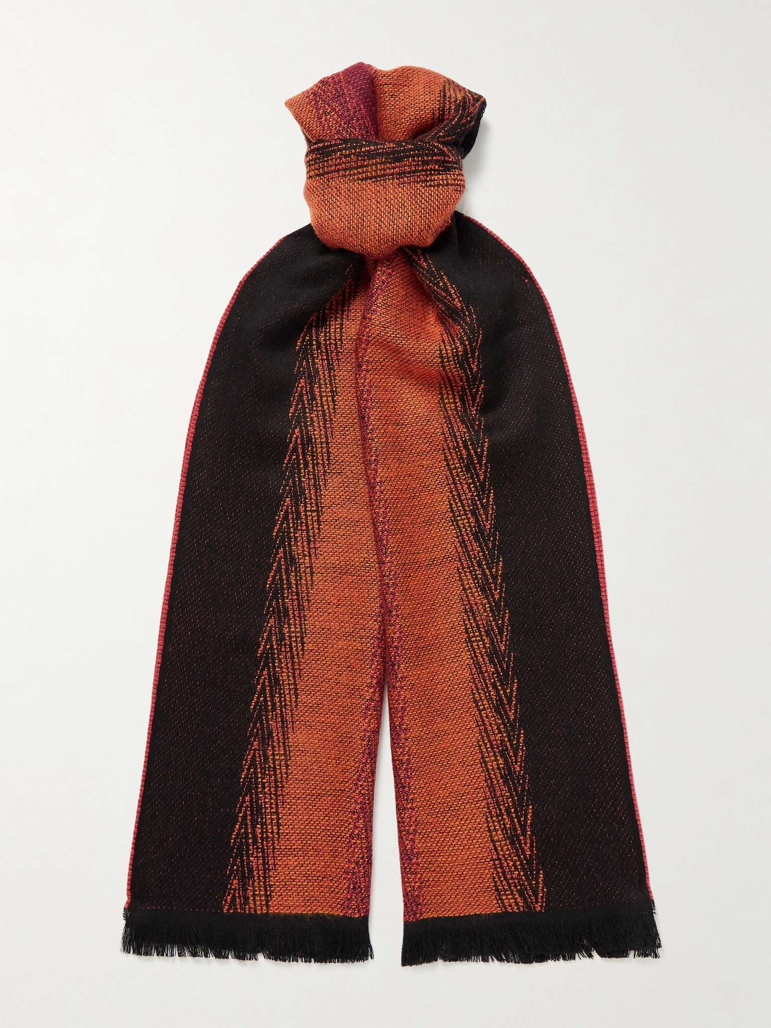 Fringed Wool and Cotton-Blend Scarf - 1