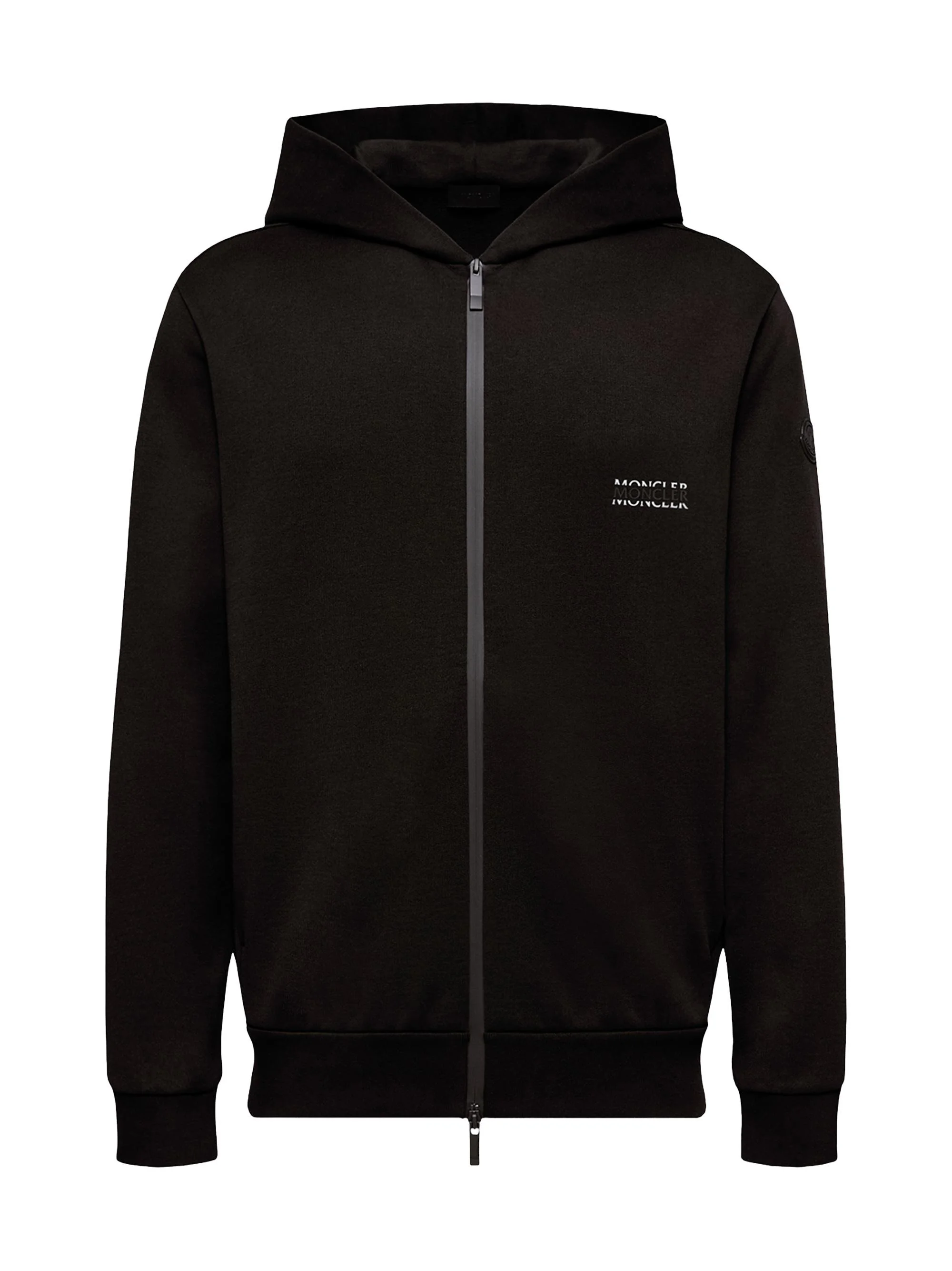 Men's Zip-Up Hooded Sweatshirt in Cotton Fleece - Black - 1