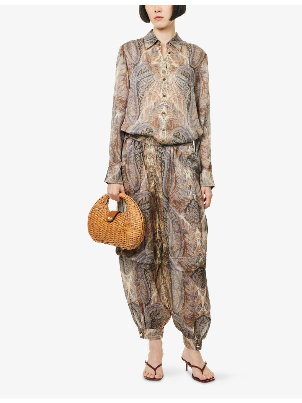 Printed Silk Harem Trousers - 2
