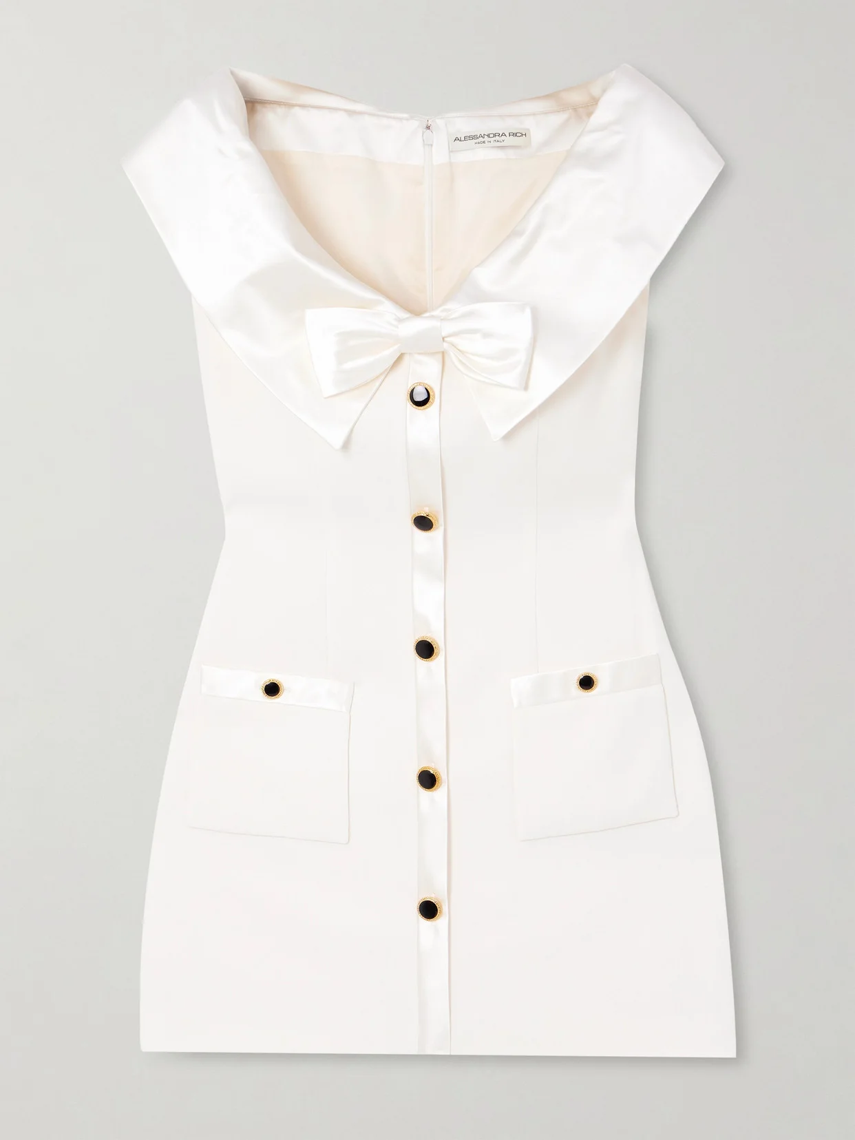 Bow-embellished Silk-trimmed Cady Mini Dress - 1