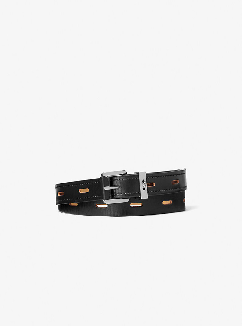 Cutout Leather Blend Belt 1