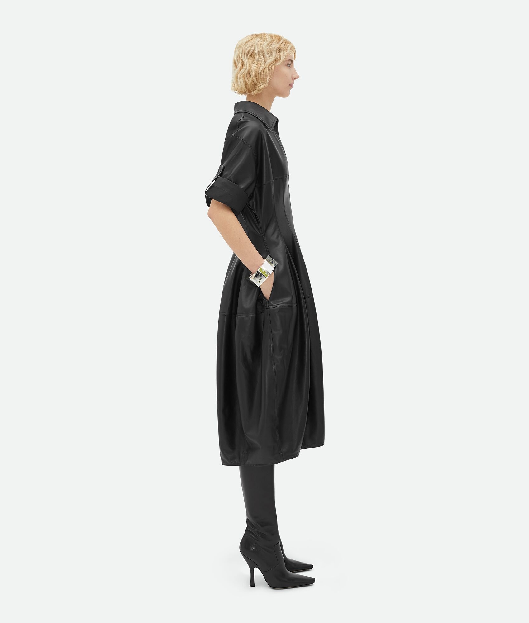 Leather Midi Balloon Dress - 2