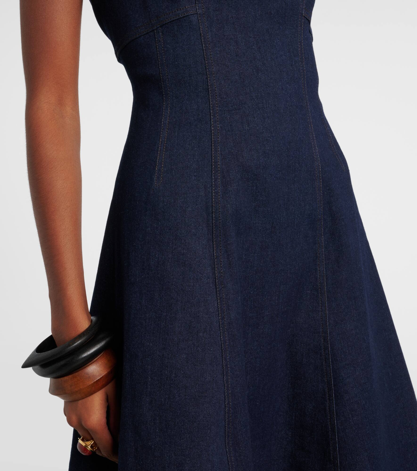 Dulce cotton-blend denim midi dress - 5