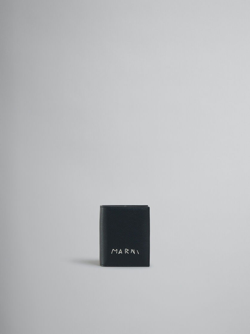 BLACK LEATHER ZIP-AROUND BIFOLD WALLET WITH MARNI MENDING - 1