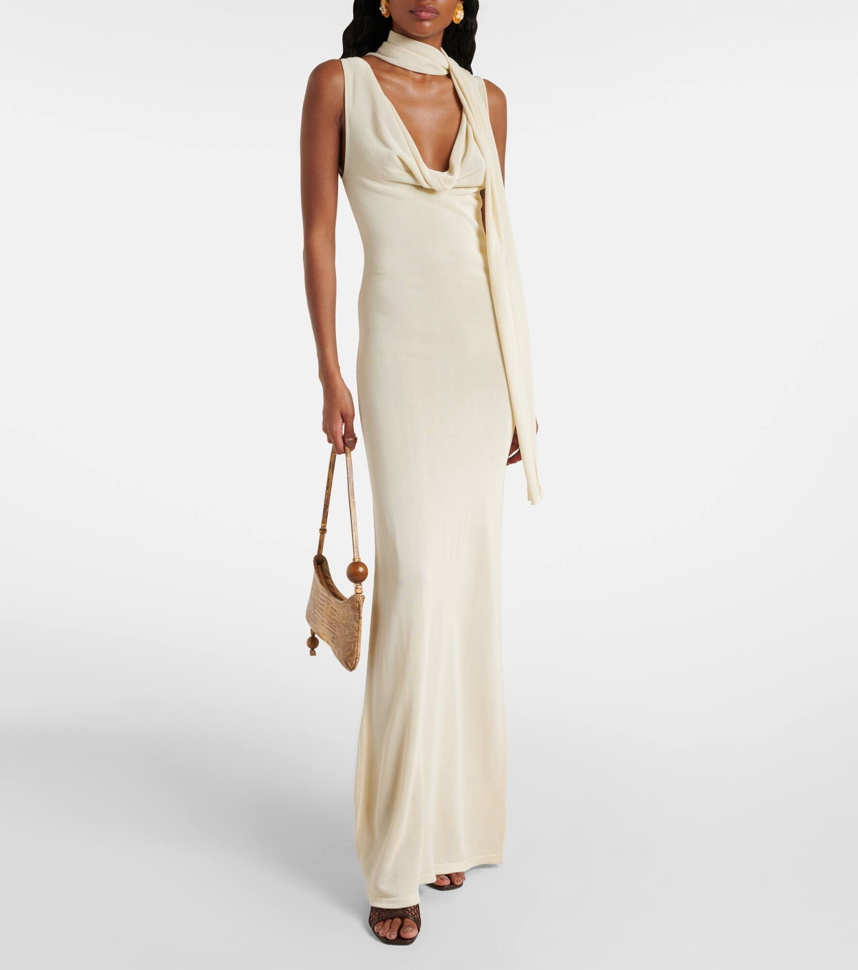 Scarf-detail draped maxi dress - 2