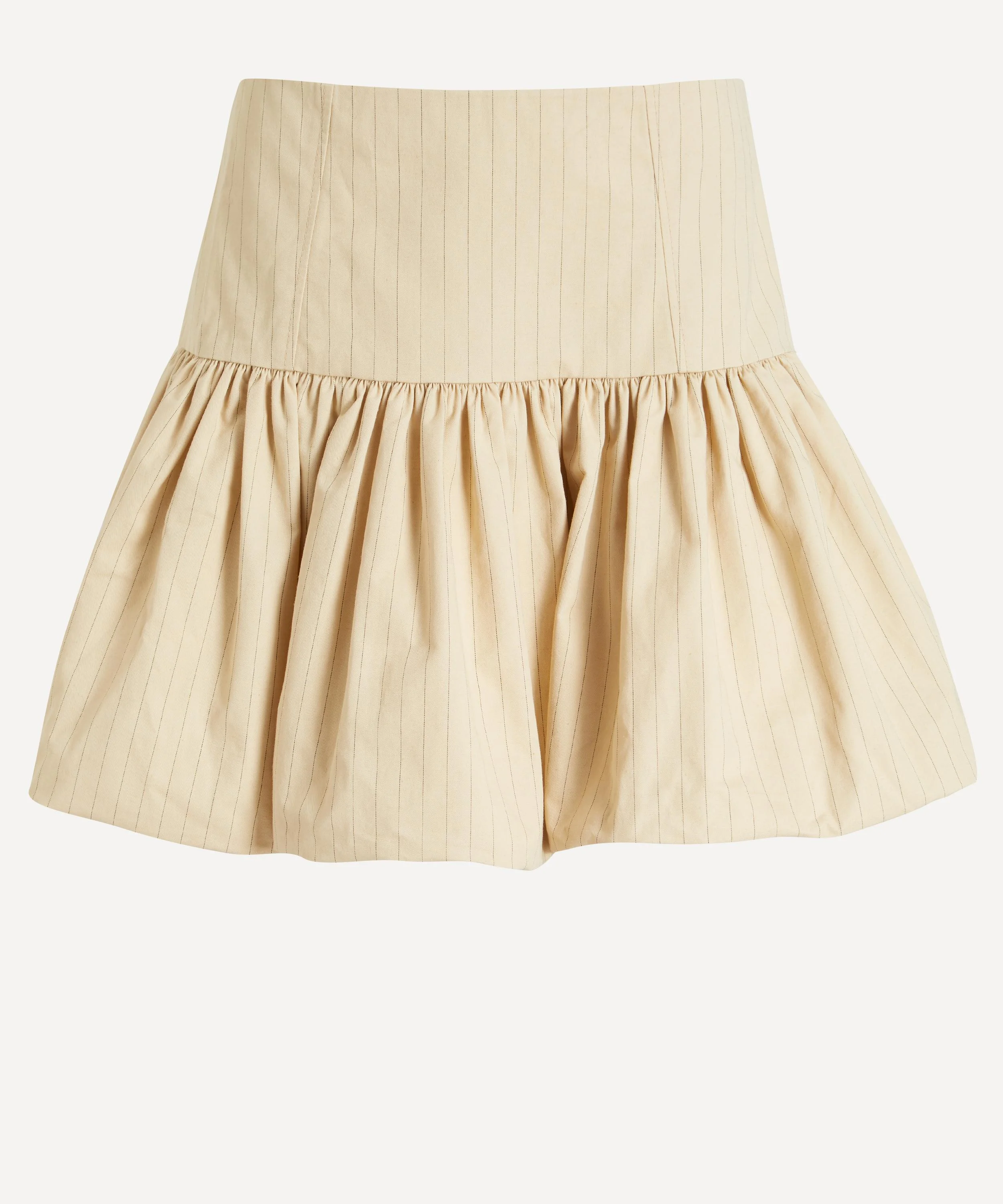 Beige Suiting Stripe Mini Skirt - 1