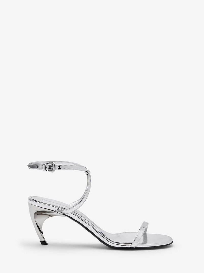 Women's Armadillo Metal Bar Sandal in Silver - 1