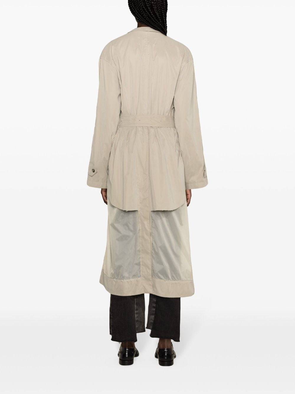 belted panelled trench coat - 4